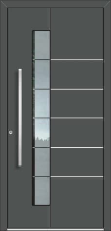 Inotherm AK 519 – Aluminium-Haustür mit Lichtband und Fräslinien
