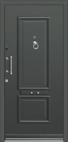 Inotherm ATE 1355 – Geschlossene Landhaus-Haustür mit zwei Kassetten und Türklopfer