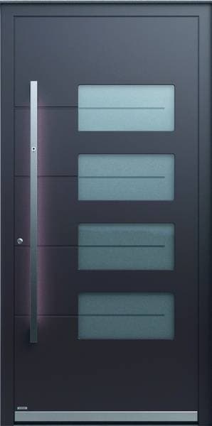 Pirnar Optimum 7410 – anthrazitfarbene Haustür mit vier waagerechten Glasfeldern
