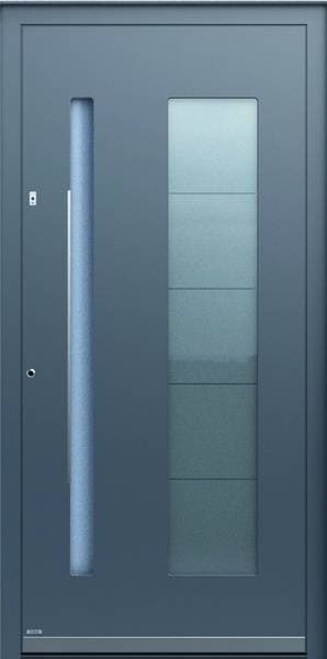 Pirnar Optimum 7490 – anthrazitfarbene Haustür mit schmalem hohem Lichtband
