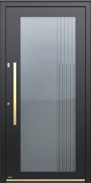 Pirnar Premium 1005CC – Haustür mit großem Glasfeld und goldenem Griff