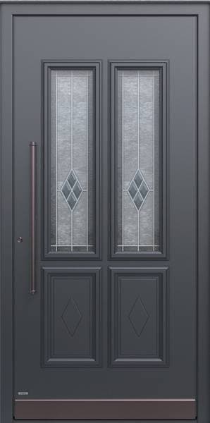 Pirnar Premium 3210CC – anthrazitfarbene Haustür mit zwei Ornamentglas-Feldern