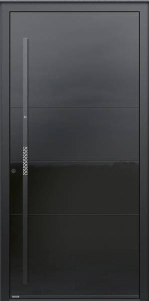 Pirnar Premium 6009CC – dunkle Aluminium-Haustür mit schlankem Griff