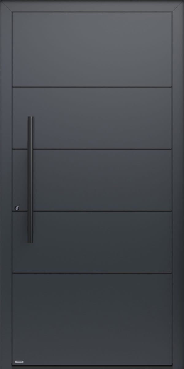 Pirnar Primo 2 – geschlossene Aluminium-Haustür mit horizontalen Linien