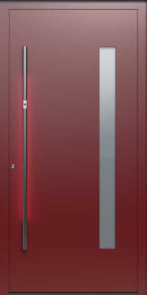 Pirnar Quantum Q30 – rote Aluminium-Haustür mit hohem Glasstreifen