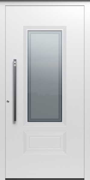 Pirnar Quantum Q80 – weiße Haustür mit gerahmtem Glasfeld